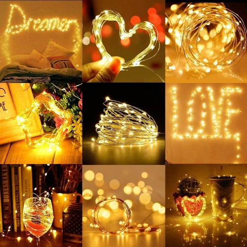 FLD-100LED-WW | Solar garland, garden lamp | 100 LEDs, 10m | warm white