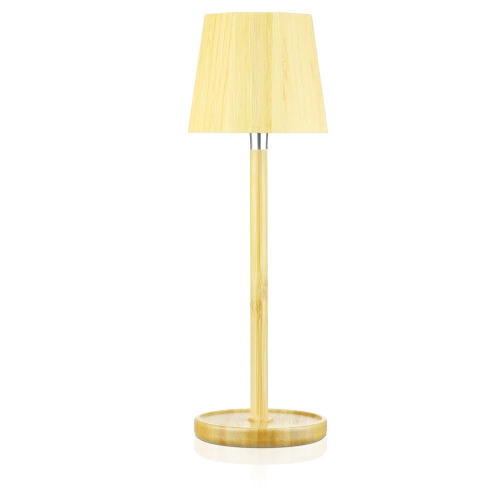 Lámpara de mesa LED de bambú con ajuste táctil de color | Luz nocturna inalámbrica con batería integrada de 1500 mAh y USB-C | YG-VM41D