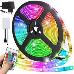 RGB LED strip | 5M | 230V strømforsyning | 300 lysdioder | 5 lystilstande