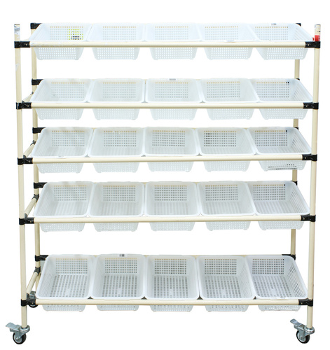 Cărucior depozit 155x170x40 pentru ambalarea mărfurilor | 25 coșuri, fiecare 39x30x11 cm | capacitate de încărcare 75kg | structura metalica