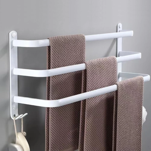 MJR-50CM-3-BLANC | Porte-serviettes | Support mural de salle de bain | Barre de salle de bain