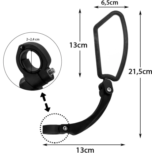 Espejo retrovisor para manillar de bicicleta | Espejo retrovisor derecho para scooter | Espejo giratorio | HSJ-210-Derecha