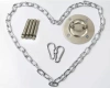 ACS-08-Argent | Kit pour fixer des fauteuils suspendus, des balançoires, des hamacs | Poignée, chaîne de 1,5 m, 2 mousquetons, 4 piquets