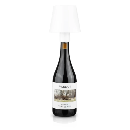 HJA46-BLANC | Lampe de table LED avec batterie intégrée | Une lampe de table montée sur une bouteille 