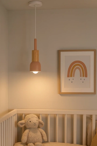 Lámpara colgante minimalista con casquillo de techo E27 | estilo escandinavo | elemento de madera | rosa | YG-XD002C-P