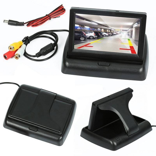 2 en 1 | PZ704 PZ470 | Set - cámara de marcha atrás 18IR 12-24V con monitor LCD TFT plegable de 4,3"