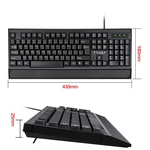 T13 | Wired keyboard with integrated palm rest, full size, quiet, for the office