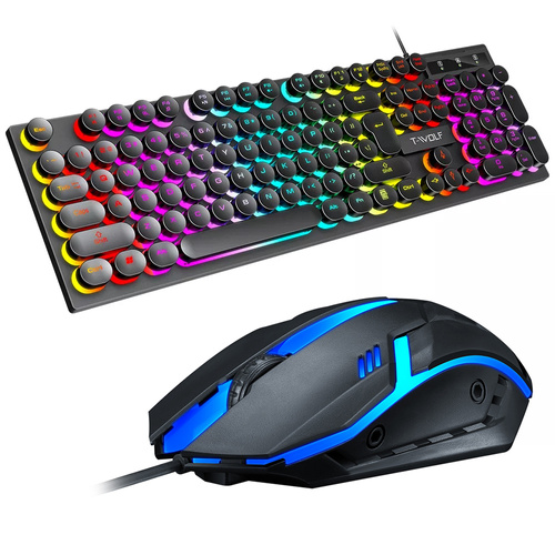 TF270 | Set tastatură și mouse pentru jocuri, iluminare de fundal LED RGB, USB