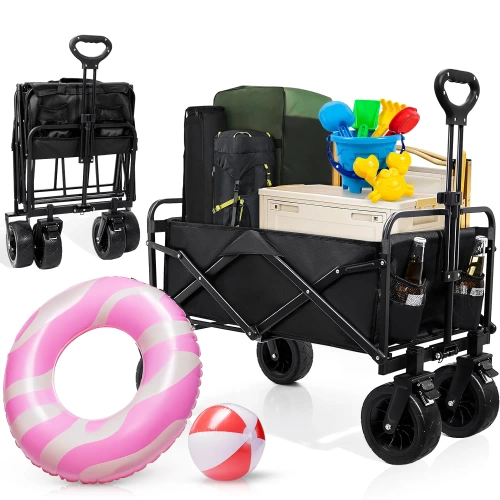Sammenklappelig rejsevogn | Stor transportvogn 100 kg | Strandvogn 120 L | CP01-80