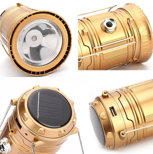 HWL-001-EU | Lâmpada solar LED para acampamento, lanterna turística com função powerbank | Ouro