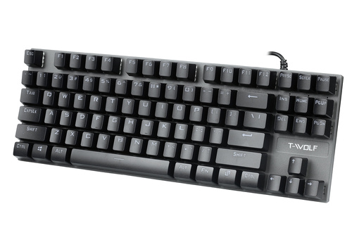 T18 | Játékos mechanikus billentyűzet RGB LED háttérvilágítással, TKL, kék kapcsolókkal