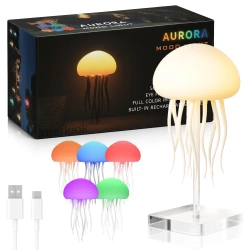 Naktinė lempa medūza su judančiomis čiuptuvėmis, RGB, garso jutikliu, USB-C, 1.000 mAh | JF-125-TSP