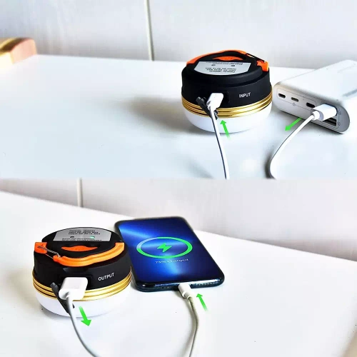 HWL-003 | Lampa LED de camping, lanterna turistica cu magnet si functie powerbank | 4 moduri de iluminare, SOS, 1800mAh, 300lm, până la 20h de funcționare