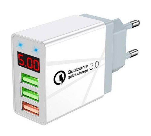 CA-006 | 3x USB rýchlonabíjačka s LED displejom | Quick Charge 3.0 rýchle nabíjanie