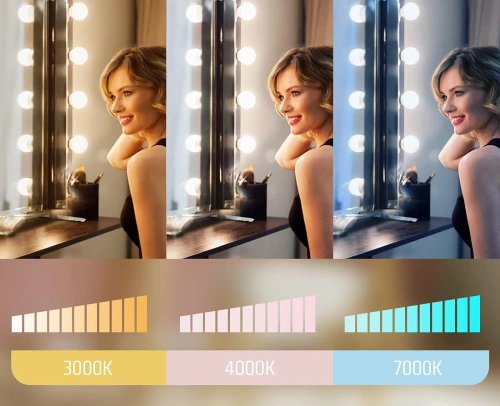 HZJ-V10 | Dressing table mirror lamps for make-up | 10 pieces, 3 lighting colors, brightness adjustment, 2m USB cable