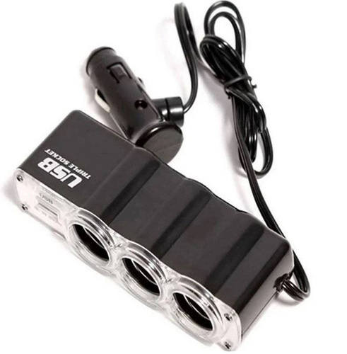 C07-Black | Lighter slot distributor | USB port | 12V and 24V