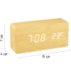 Houten digitale LED klok met thermometer | Wekker met 3 alarmen | SXM-016