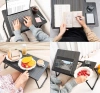 Mesa dobrável para laptop com ângulo de inclinação ajustável | Mesa funcional com tampo adicional | Suporte de cama móvel | LFD-5532-BK