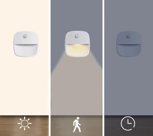 C4907-BRANCO | Luz noturna sem fio | Candeeiro com sensor crepuscular e sensor de movimento | Iluminação de escadas alimentada por bateria