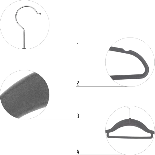 HLD-Z08 | Velor clothes hangers | A set of wardrobe hangers