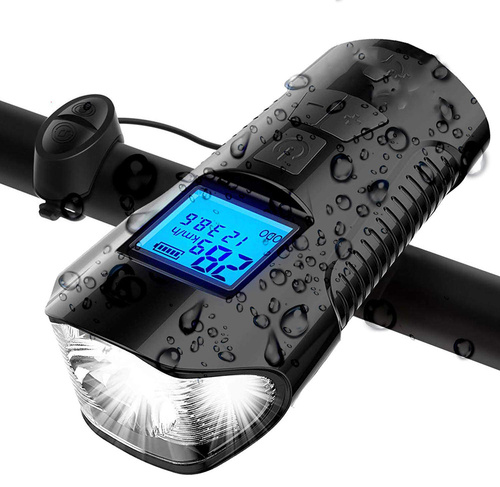 BL063 | Front bicycle lamp | Built-in horn 120dB | Cycling computer function | 4 light modes, 300lm, 8h of work, 1500mAh