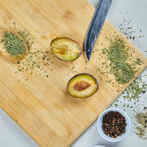 NFS-4in1 | Wooden, bamboo chopping board | Board stand | Serving board set