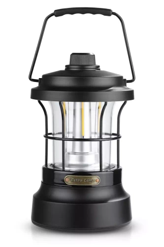 MY-880 | Retro style LED camping lamp with powerbank function | Smooth adjustment of brightness and color | 3000mAh, 20-260lm, 5-120h, IPX6 | Black
