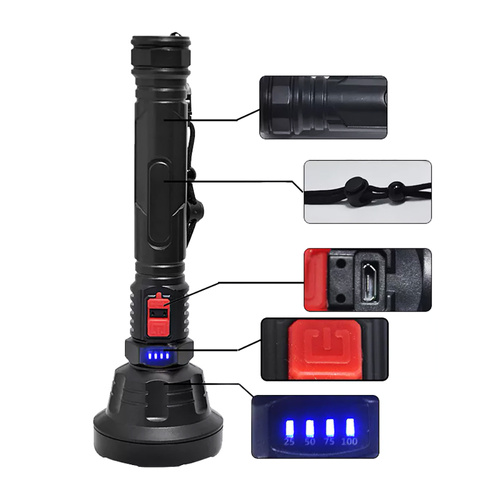 TL-826 | LED taktická svítilna s vestavěnou dobíjecí baterií | 3 světelné režimy, 500 lm, 2000 mAh