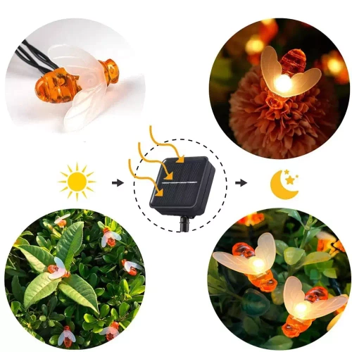BEE-20LED-5M | Guirlanda solar LED Pszczoły 20 Lâmpada LED para jardim, 5m