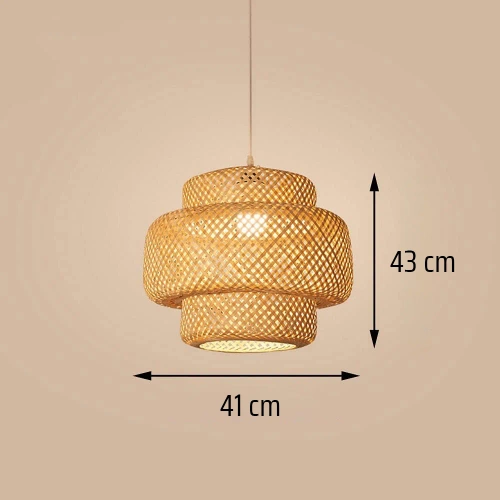 Lampada a sospensione in bambù fatta a mano | BOHO | Lampadario cinese