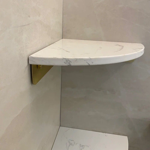 TBD-211-BLANCO-MRBL | Estante de baño de esquina | Estante de mármol para cosméticos.