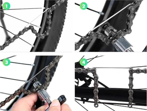 Fahrrad-Kettenwerkzeug-Set | Kettennietdrücker, Kettenverschleißlehre, Kettenreiniger | DQZ-03