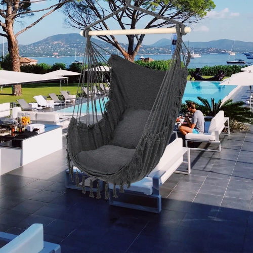 ZY-V004 | Hanging chair, brazilian chair, hammock, swing | two pillows, wooden headband | up to 120 kg | graphite