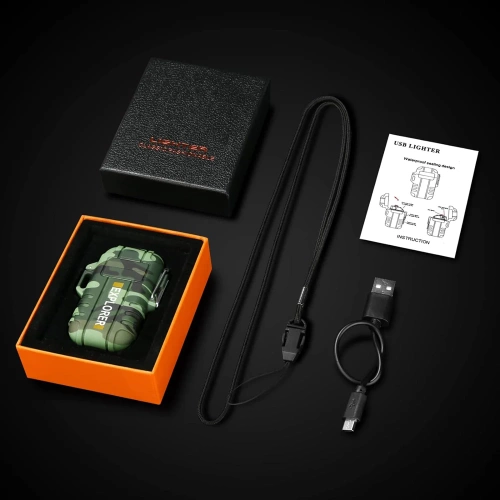 JL-F12-Verde | Accendino al plasma | Accendino impermeabile di sopravvivenza | Accendino caricato tramite USB