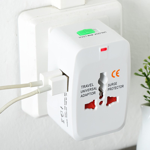 AD-T202 | Adaptor de călătorie multifuncțional, adaptor de rețea cu încărcător cu două porturi USB | UE/SUA/CN/UK/AUS