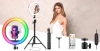 Set luce ad anello LED RGB 26 cm con treppiede 210 cm e telecomando | Lampada ad anello per trucco e video | SENY-RGB-26CM