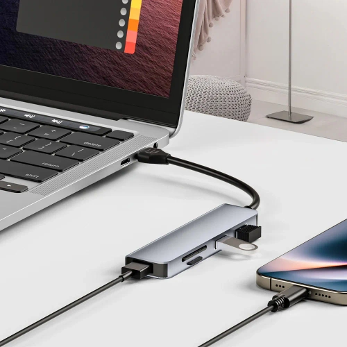 CENTRO | Divisor de cartão USB-C para 3x USB + SD + TF | adaptador, divisor tipo C 5 em 1
