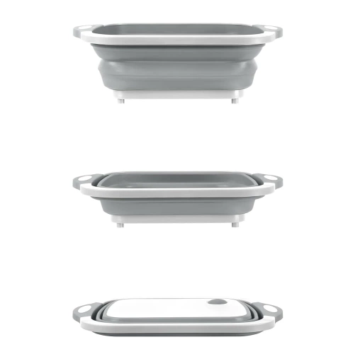 ZXS-398-GRAY | Vas pliabil cu scurgere | Bol de camping | Bol cu tabla de taiere