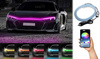 LED apšvietimas automobiliui | Bluetooth ryšys su telefono programa | plaukiojantis gaubto, durų, slenksčių apšvietimas | ilgis 180 cm | LED optinis derinimas