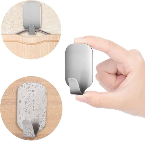 BXV-10PCS-PLATA | Gancho para muebles | Tirador de baño de acero | Gancho autoadhesivo para paños, toallas y accesorios de cocina.