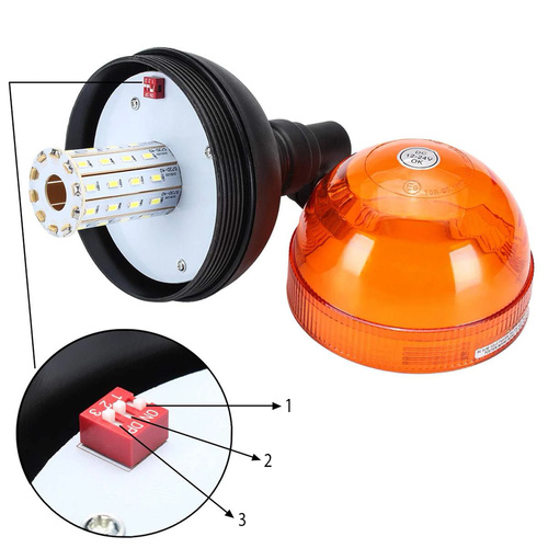 LED-03L-3 | Світлодіодний маячок на шпинделі | Півень | стробоскоп, обертове світло