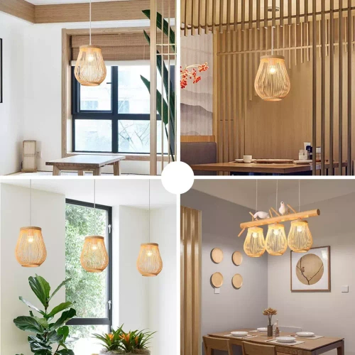 Pendelleuchte aus handgefertigtem Bambus | BOHO-Stil | Chinesischer Kronleuchter