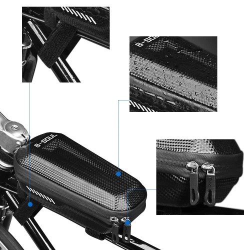 Waterproof EVA Hard Shell Bike Frame Bag with Reflectors 1.2L | Roomy Bike Bag with Double Zipper | 287YB