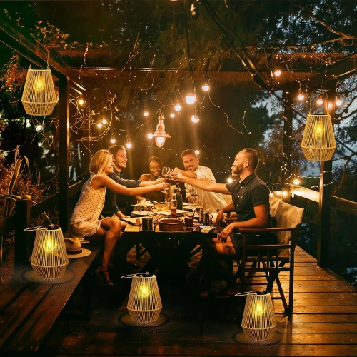 JX21-Bambus | Bezdrôtová solárna lampa | Záhradná lampa s držiakom