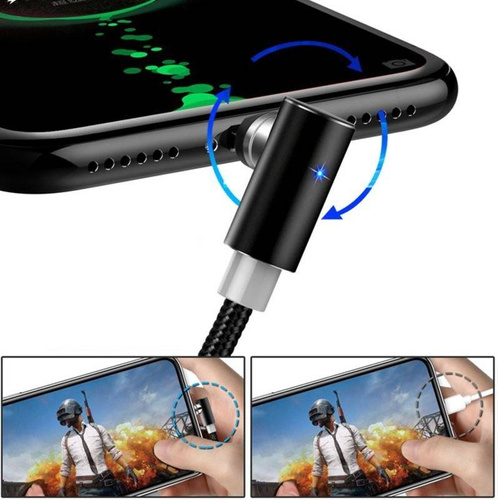 AM51 | 3in1 1M | Angled magnetic cable | 3 tips - Micro, Type-C and Lightning | Quick Charge 3.0