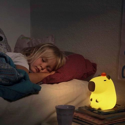 Silikónové LED nočné svetlo Kapybara | Prenosná detská lampa s 8 režimami svietenia s časovačom | Nočné svetlo vyžarujúce teplé svetlo 3000K | DS-CPBR-01