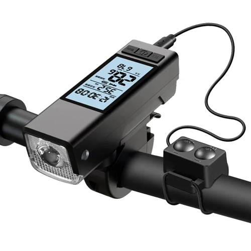  Feu de vélo LED 3 en 1 450 lm | Compteur de vitesse, de distance et de temps | Éclairage puissant avec signal sonore | MBLBD-3201