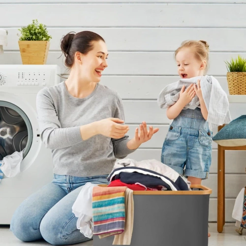 OCF-540-GRIJS | Wasmand | Opvouwbare wasmand | Speelgoedcontainer van stof | Accessoire-organizer