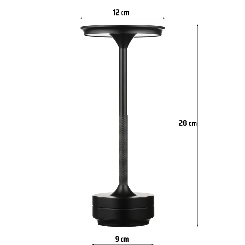 HJA-25-NOIR | Lampe de table à trois couleurs de lumière | Lampe de nuit avec batterie intégrée