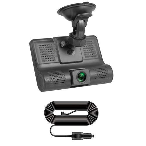 PZ-E9 | Gravador de vídeo, câmera para carro | 3 câmeras - frontal, traseira, interna | Full HD 1296p | Tela de 4"